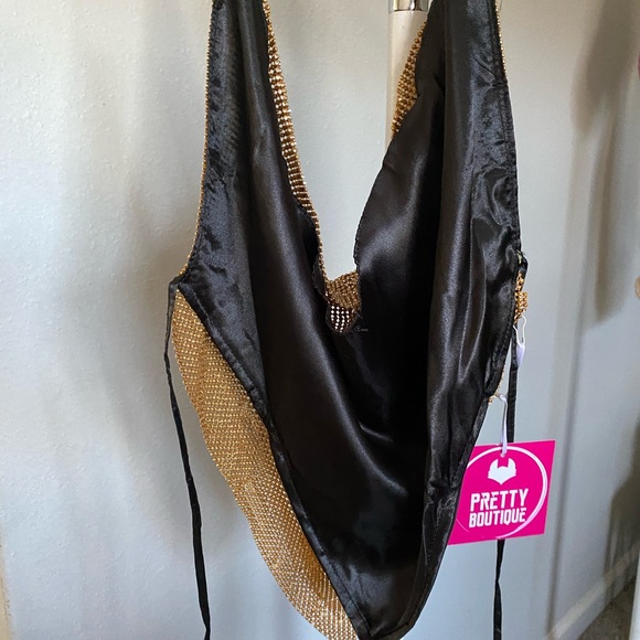 Gold Rhinestone Halter Top Open Back - Picture 5 of 5